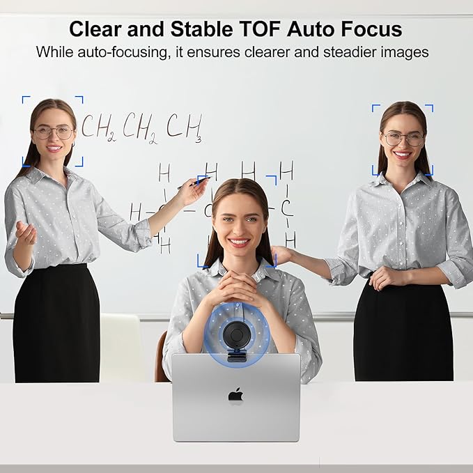 4K Webcam with Light, HD Webcam for PC with Remote Control, Built-in Privacy Cover, Adjustable Brightness, Noise Reduction Mics, for Zoom Skype Teams Laptop and Google Meet-DeskLoop Office