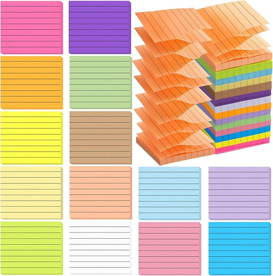 14 Pads Pop Up Sticky Notes,1400 Sheet Lined Sticky Notes 3x3 Inch,Self-Stick Notes Pads with Lines,Bright Multi Colors Easy Post Notes Pop up Refill for Office Study School Daily Life,100 Sheets/Pad-DeskLoop Office