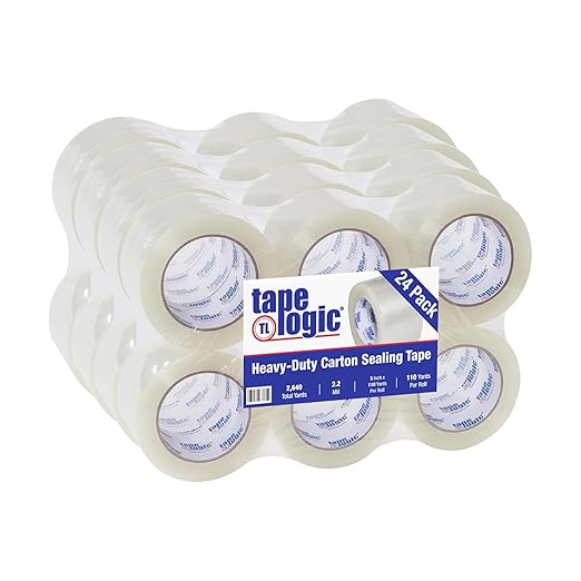 Tape Logic 3" x 110 yds Acrylic Packing Tape 2.2 Mil, Clear (24-Pack) Heavy Duty Packing Tape Rolls for Sealing Boxes at Home, Warehouse, & Office, Supplies for Packaging, Shipping, Moving-DeskLoop Office
