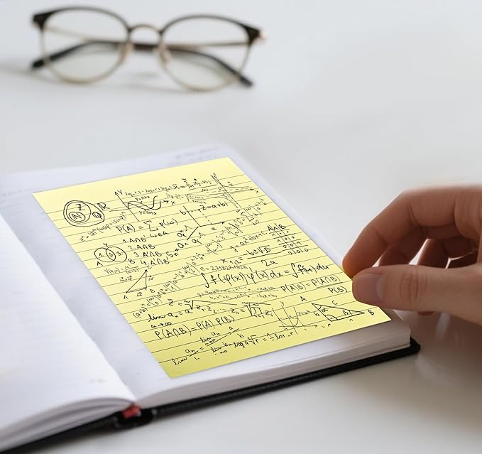6 Pack 8x6 Inch Lined Sticky Notes, 300 Sheets Large Yellow Sticky Notes with Lines Super Sticking Power Memo Pads, Self-Stick Note Pads for School Office Home-DeskLoop Office