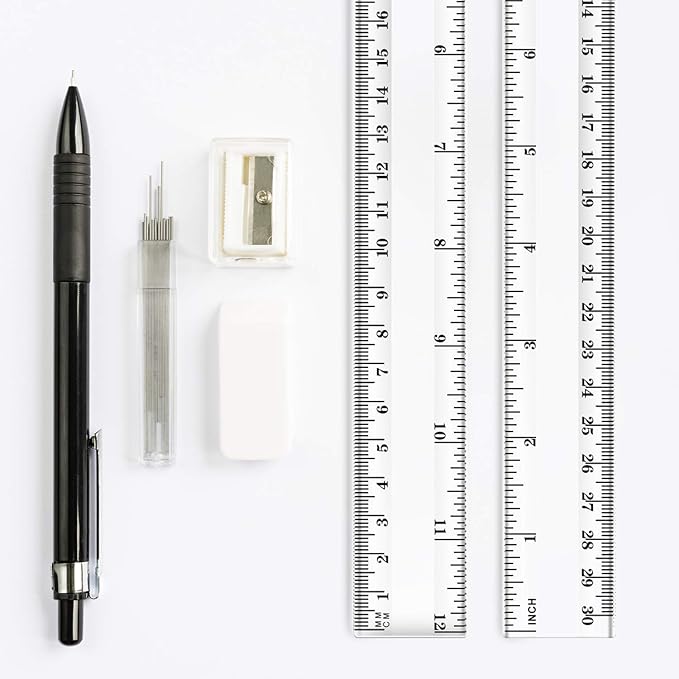 Chuangdi 20 Pieces 12 Inch Rulers Bulk Plastic Colorful Rulers for Kids Student Classroom School Office(Classic,Clear Color)-DeskLoop Office