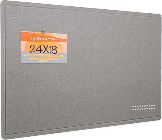 Bulletin Board, 24 x 18 inches Felt Board Decorative Pin Board, Cork Board Alternative for Wall, Foldable Photo Board Self-Adhesive Vision Board Mood Board with 20 Pushpins - Gray-DeskLoop Office