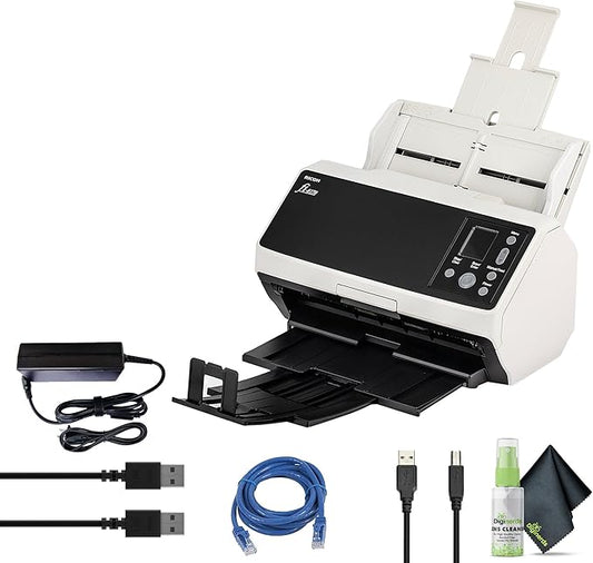 Ricoh fi-8170 Professional High Speed Color Duplex Document Scanner (PA03810-B055) + USB Printer Cable + Network Cable-DeskLoop Office