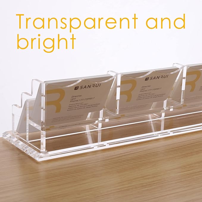 SANRUI Acrylic Business Card Display Holder for Desk, Clear Multiple Desktop Business Card Stand Organizer Storage, for Exhibition, Home , Office ,2 Tier 6 Pocket , 360 Card Capacity-DeskLoop Office
