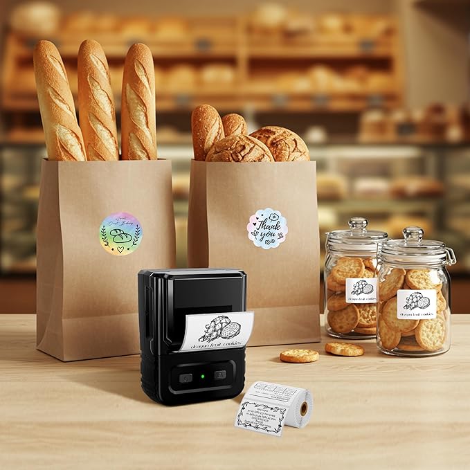 Label Maker, M102 Label Printer Bluetooth Label Machine with Tapes 1000+ Icons 300+Templates for Small Business, Office, Home, Kid School Items, Black-DeskLoop Office