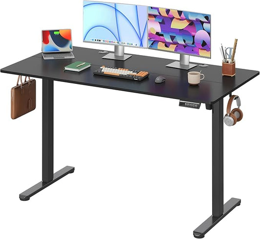 DEVAISE 55 Inch Electric Standing Desk, 3 Adjustable Height Stand up Desk for Home Office, Ergonomic Sit to Stand Desk with LED Touchscreen, Headphone Hook, 3 Memory Preset Computer Desk (Black)-DeskLoop Office