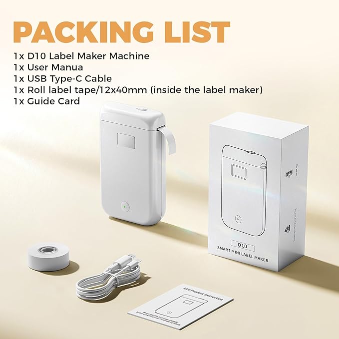 Label Maker, Label Maker Machine with Tape, Portable Bluetooth Label Printer with Little Space, Mini D10 Label Machine with Multiple Personalized Templates for Family School-DeskLoop Office