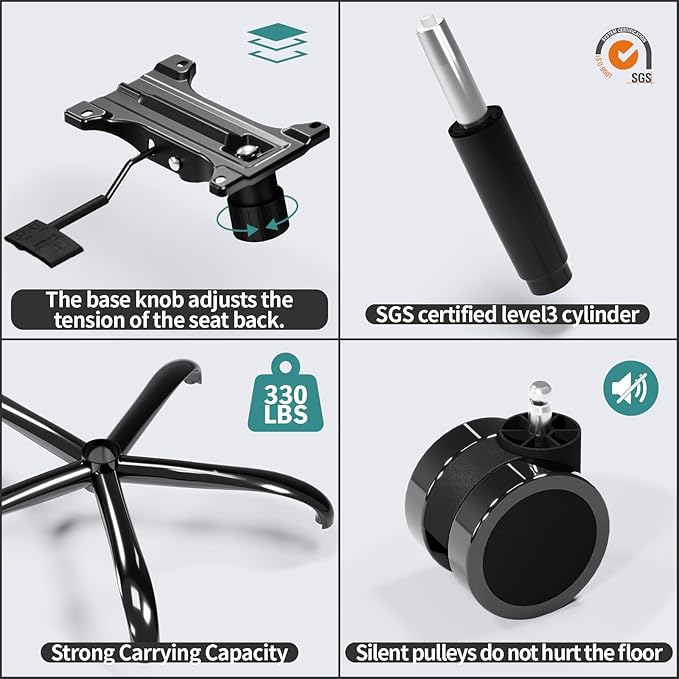 TRALT Office Chair Ergonomic Desk Chair, 330 LBS Home Mesh Office Desk Chairs with Wheels, Comfortable Gaming Chair, High Back Office Chair for Long Hours (Blue)-DeskLoop Office