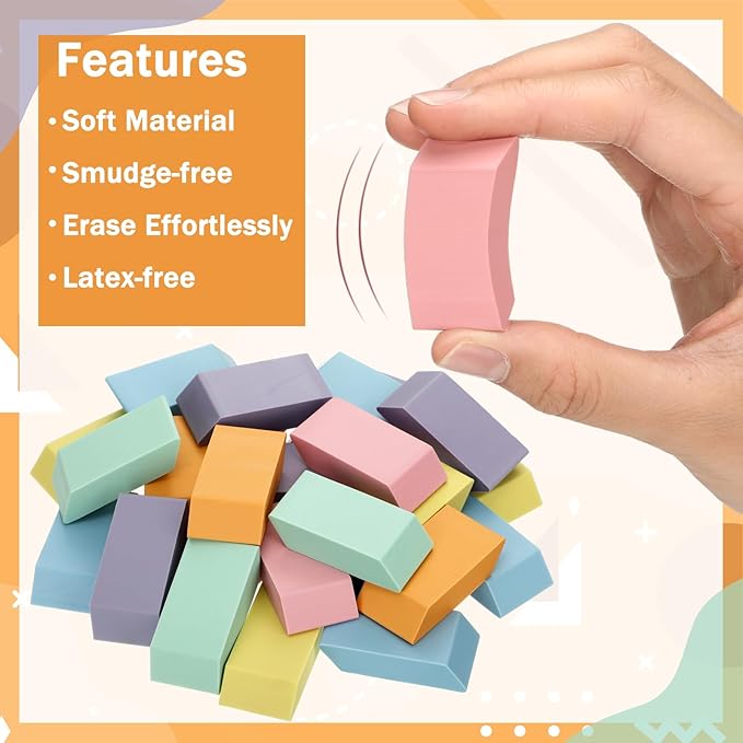 150 Pcs Pastel Classroom Decor Erasers Bulk Colorful Pencils Erasers for Students Artists Drawing Writing for School College Classroom Home Office Supplies-DeskLoop Office