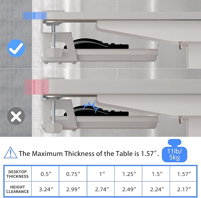 suptek Keyboard Tray Under Desk Pull Out with C Clamp Mount, Computer Keyboard & Mouse Tray, 25.6 (30 Including Clamps) x 11.8 inch Slide-Out Platform Computer Drawer for Typing, Carbon White, DSF1DJW-DeskLoop Office