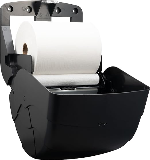 San Jamar Ecologic Integra Recycled Plastic Level Paper Towel Dispenser, Universal Roll Capacity, Wall Mounted Dispenser with Zero Waste for Home and Business Universal, Black-DeskLoop Office