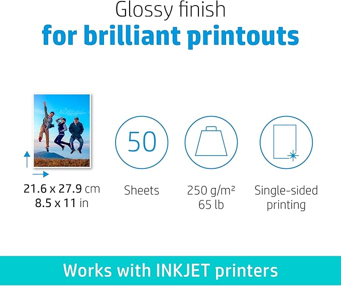 HP Advanced Photo Paper, Glossy, 8.5x11 in, 50 sheets (Q7853A)-DeskLoop Office