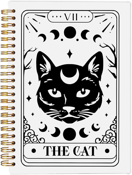 The Cat Tarot Journal Notebook - Cat Gifts for Women Cat Lovers, Cat Mom Gifts, Cat Lady Gifts, Tarot Lover Gifts, Witchy Journal, Witchy Gifts for Women, Black Cat Spiral Notebook 5.5x8.3-DeskLoop Office
