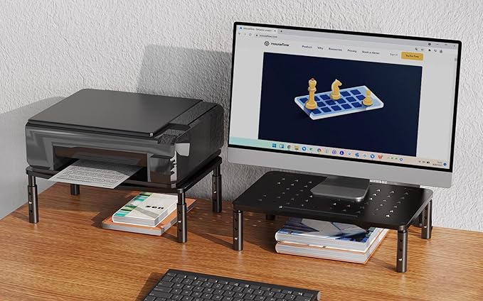 Zimilar 2 Pack Monitor Stand , 3 Height Adjustable Stand with Unique Star Mesh for Computer, Laptop, Printer, Notebook, iMac, Premium Metal Monitor Risers for 2 Monitors-DeskLoop Office