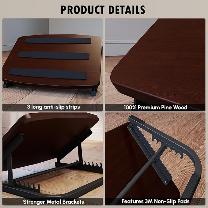 Foot Rest for Under Desk at Work, Ergonomic Wooden Desk Foot Rest with 7 Adjustable Angles, Anti-Slip Footrest Comfortable Foot Stools for Office Leg Rest, No Assembly-DeskLoop Office