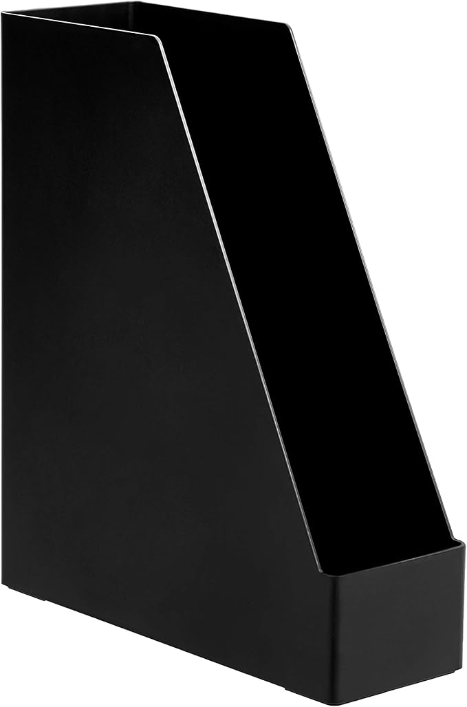 Amazon Basics Plastic Desk Organizer - Vertical Magazine and File Holder, Black, 2-Pack-DeskLoop Office