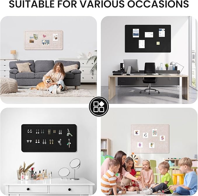 Large Bulletin Board, 60 X 36 Inches Felt Cork Board with 40 Pushpins, Foldable Felt Notice Pin Board Photo Display Board with Self-Adhesive Tape for Office Home School-DeskLoop Office