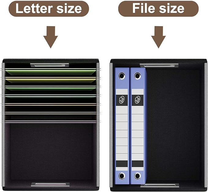 Huolewa Faux Leather File Organizer Box with Lid, Collapsible Hanging File Folder Box Organizer with Plastic Slides, Decorative Home/Office Filing System Boxes for File and Folder Storage-Brown-DeskLoop Office