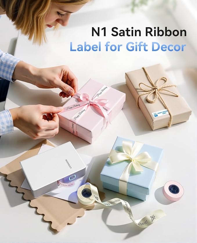 NIIMBOT N1 Label Maker with Tape, Portable Bluetooth Label Printer Support Color Printing, Mini Sticker Labeler Rechargeable for Home Office Small Business Outdoor Storage, White-DeskLoop Office