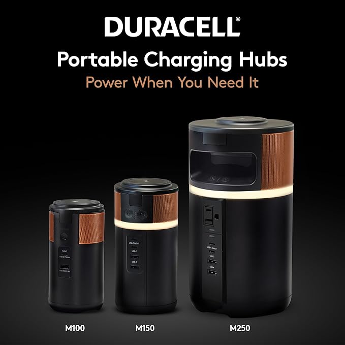 Duracell M250 Portable Charging Hub – 250W Charger for Laptops & Tablets, Wireless Charging for Cell Phones & Earbuds – Light & Compact Power Bank Station w/ USB-C, USB-A & AC Ports, Charging Dock-DeskLoop Office