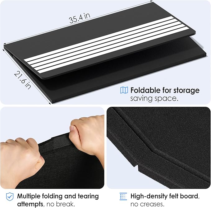 MaxGear Extra Large Bulletin Board 60" x 36", Foldable Felt Board Vision Board Supplies, Cork Board for Office, Home, School, Small Pin Boards for Walls Decorative Display Board Black-DeskLoop Office