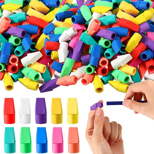 Crtiin 1000 Pcs Pencil Top Erasers Bulk Caps for Pencils Chisel Shape Erasers Toppers Classroom Party Favors Games Prizes Funny Pencil Eraser Cap for Kids Studying Supplies Home Office-DeskLoop Office