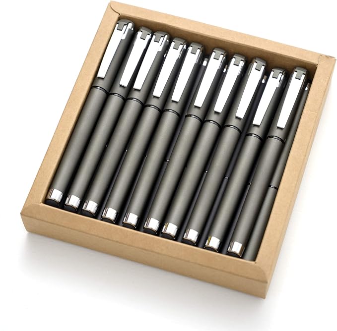 MiSiBao 0.7mm Black Ink Gel Ink Rollerball Pens 2 in 1 Medium Point Pens with Stylus Work Pen Smooth Writing for Office Black gel pen (Dark Grey-18pack)-DeskLoop Office