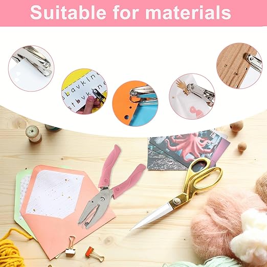 Handheld Hole Paper Punch Kit, Heart and Star Hole Punch, 1/4 Inch Metal Single Hole Puncher with Soft Grip Handle for DIY Craft, Scrapbooking, Tags, Paper Projects-DeskLoop Office
