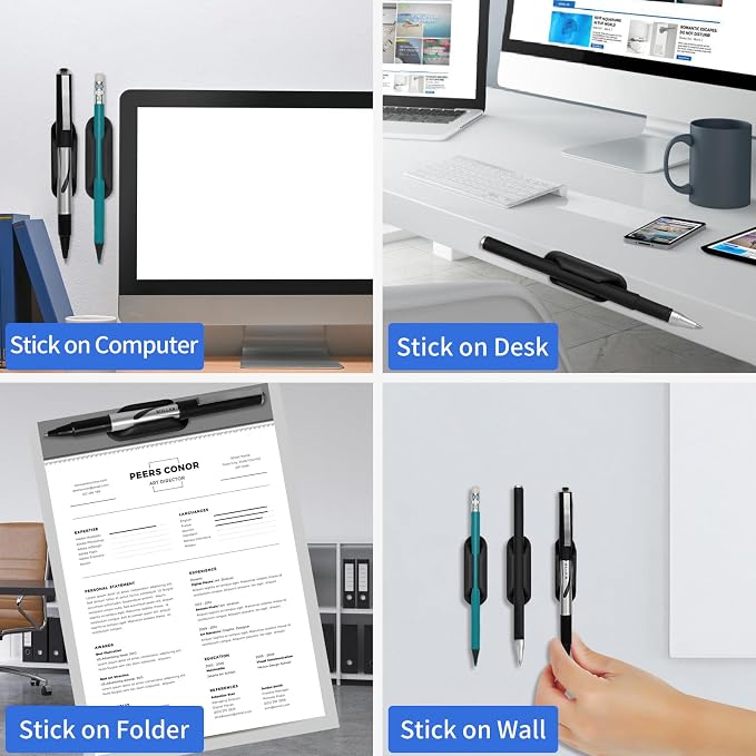 6 Pcs Adhesive Pencil Holders for Desk, Pen Organizer for Office Home | - Image 7