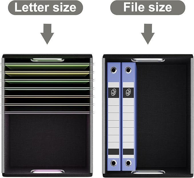 Huolewa Portable Leather File Organizer Boxes with Lids, Office Document Boxes Organizer, Filing Boxes, Decorative Small File Boxes for Hanging Files with Plastic Slide for Office/Decor/Home-DeskLoop Office