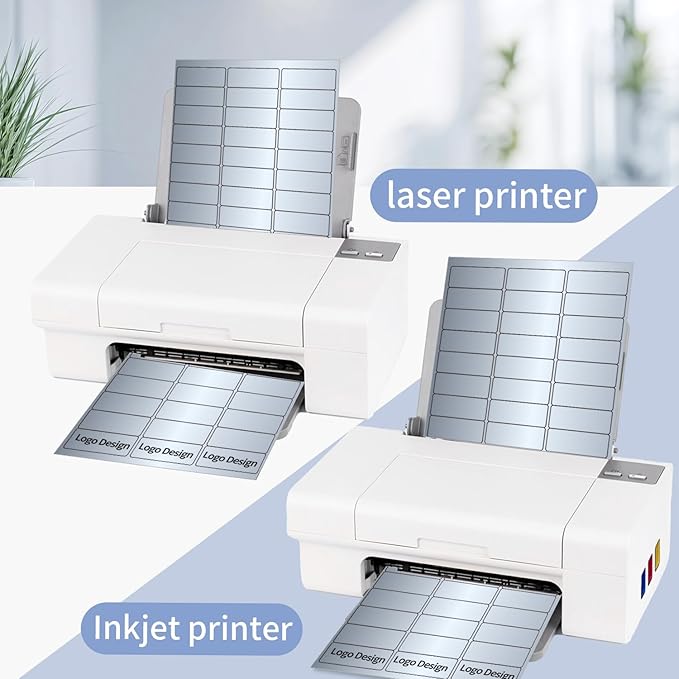 1" x 2-5/8" Address Labels- Matte Silver Mailing Labels Stickers for Laser/Inkjet Printer-Permanent Adhesive Stickers-DeskLoop Office