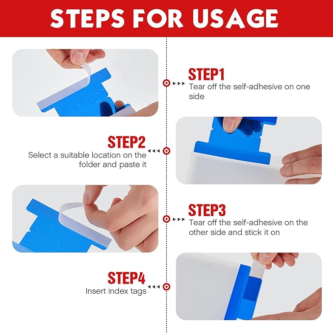 Gueevin 2 Inch Insertable Self Adhesive Tabs with Printable Inserts Clear Index Tabs Self Adhesive Colored Page Marker Repositionable Tag for Bible Divider Notebook File Folder Book Binder(50 Pieces)-DeskLoop Office