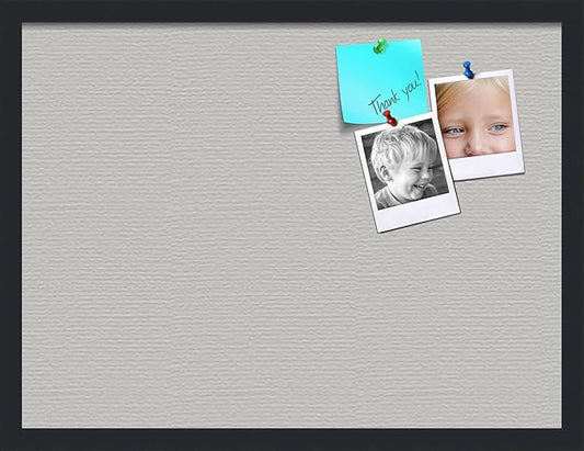 PinPix 24x18 Inch Cork Bulletin Board. This Decorative Framed Pin Board Comes with Light Stone Design and a Satin Black Frame. Ideal for Home Office Decor or Message Board (PinPix-1809)-DeskLoop Office