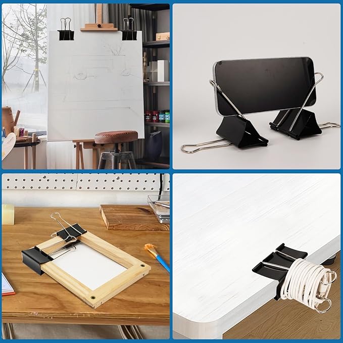 Jumbo Binder Clips 3 Inch - Extra Large Binder Clips 24 Pack, Heavy Duty Office Binder Clips for Paper, Documents, School & Office Supplies (24, 3 inch)-DeskLoop Office