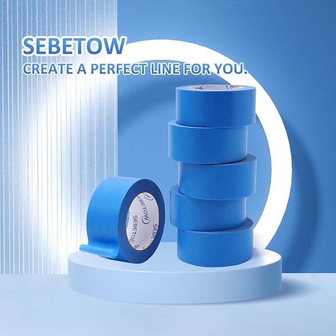 Blue Painters Tape 2 Inch Bulk - Blue Tape for Painting Automotive Walls Packing Removable NO Residue, Paint for Indoors & Outdoors, 2 Inches x 55 Yards x 5 Rolls-DeskLoop Office