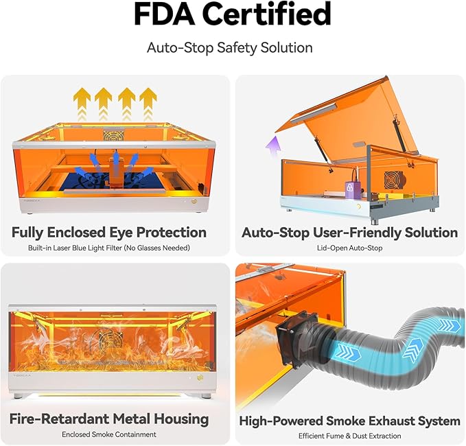 TOOCAA 40W Laser Engraver and Cutter Machine with No-Charge Software Air Assist,22" x 22" Bed Size, Enclosed Laser Engraver Cutting Machine for Tumblers Wood Metal Acrylic Leather-DeskLoop Office