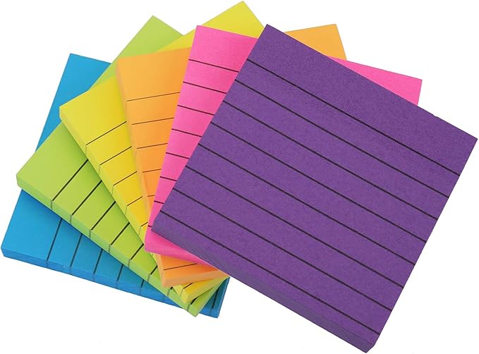 Nicunom 30 Pack Lined Sticky Notes 3x3 in, 3000 Sheets Bright Ruled Post Stickies Colorful Sticky Note Pads Super Sticking Power Memo Pads for Office Home School, 100 Sheets/Pad-DeskLoop Office