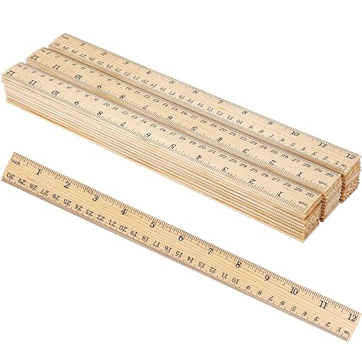 Zonon 30 Pcs 12 Inch Plastic Ruler Assorted Colors Ruler Bulk with Centimeters Millimeter and Inches Rulers First Day of School Gift for Kids School Classroom Office Supplies(Simple Color,Wood)-DeskLoop Office