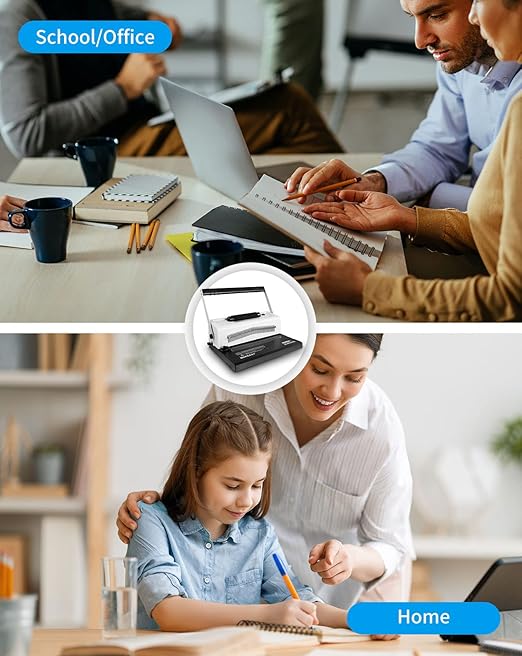 MAKEASY Spiral Coil Binding Machine with 46 Fully Disengaging Pins - Electric Coil Inserter - Adjustable Side Margin, Comes with Free 1 Box Coil Spines & Plier, 20 Sheet Punch Capacity-DeskLoop Office