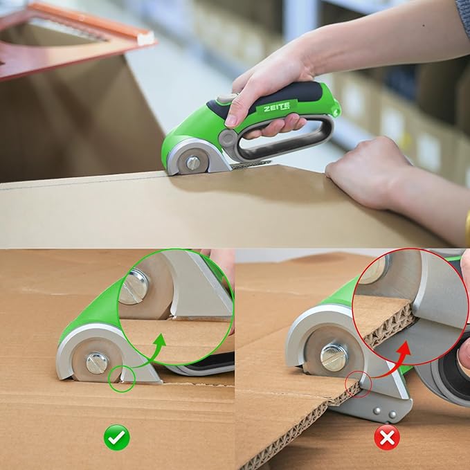ZEITE 4V Cardboard Box Cutter,Cordless Electric Scissors,with 2 Blades,Storage Box,USB Charging Cable,Max Cutting 1/4",Ideal for Cardboard,Thin Carpet & Plastic Recycling,Easy to Hold and Safe-DeskLoop Office