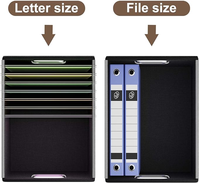 Huolewa Portable Leather File Organizer Boxes with Lids, Office Document Boxes Organizer, Filing Boxes, Decorative Small File Boxes for Hanging Files with Plastic Slide for Office/Decor/Home-DeskLoop Office