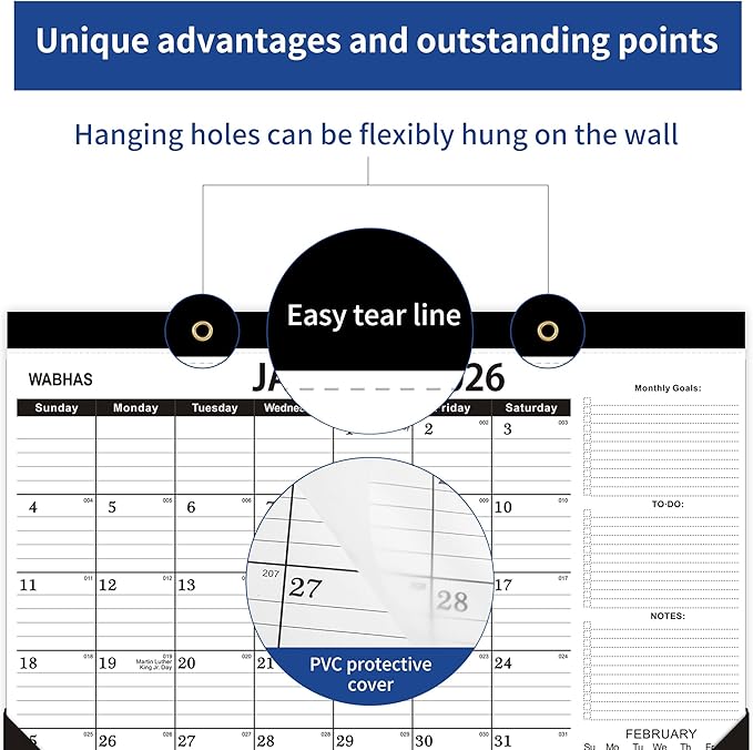 Desk Calendar 2025-2026,October 2025 to March 2027, Calendar 2025-2026 with to-do list,Desk Calendar 2026-18 Months,17" x 12" for Home or Office.-DeskLoop Office