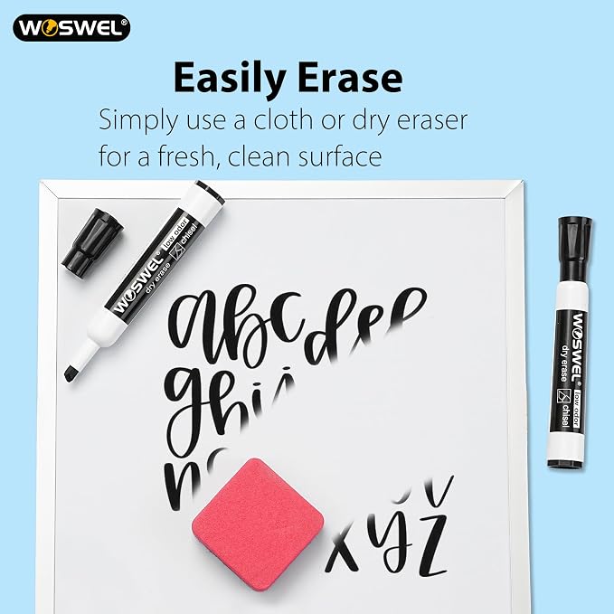 WOSWEL Dry Erase Markers, Chisel Tip Whiteboard Markers, Low Odor Thick Dry - Image 7