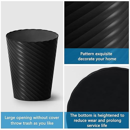 Bathroom Trash Can, 8 Pack 1.8 Gallons Small Trash Can with Trash Bags, Bathroom Garbage Can, Plastic Trash Bin, Round Waste Basket for Living Room, Bedroom, Office, Kitchen, Compact Space (Black)-DeskLoop Office