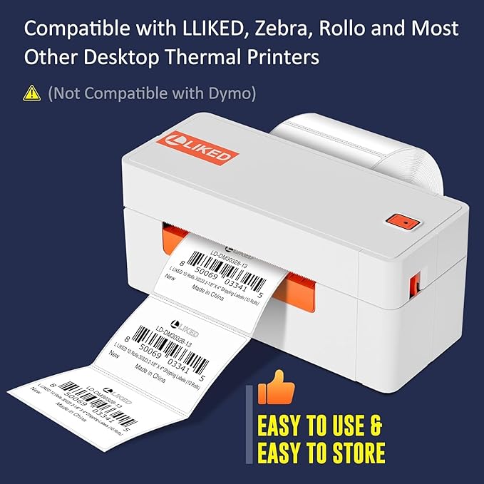 L LIKED 3" x 2" Direct Thermal Labels, Permanent Adhesive Barcode Shipping Stickers & Compatible with Rollo, Zebra and Other Desktop Printers (12 Rolls, 8400 Labels)-DeskLoop Office