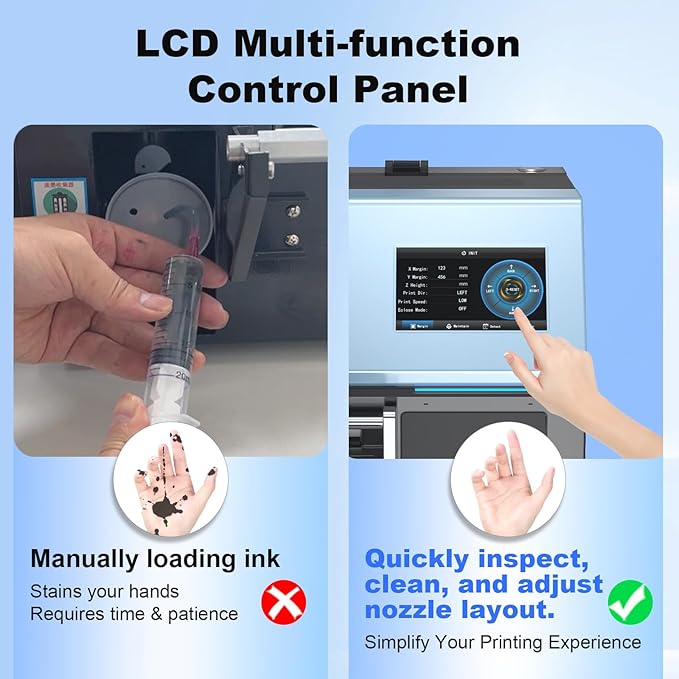 MZK A3 Plus DTF Printer XP600 Doubled-Speed,13+" DTF Film,Built-in Holiday Automatic Timed Cleaning Printhead,LED Multi-Function Fouch Screen,Film Cutter,White Ink Circulation,Gift Ink 2 Year-DeskLoop Office