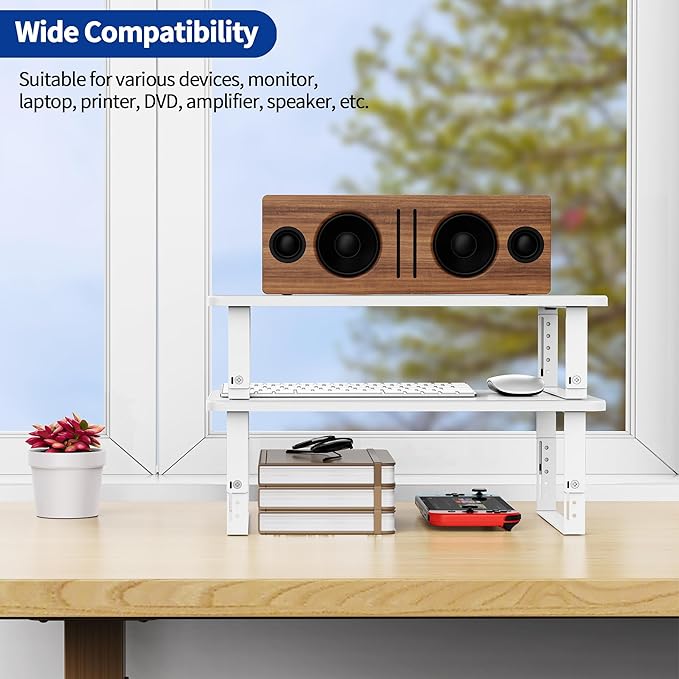 BESIGN MS01 Monitor Stand Riser, Height Adjustable Laptop Stand, Computer Monitor Stand for Monitor, Computer,Laptop,Printer (White)-DeskLoop Office