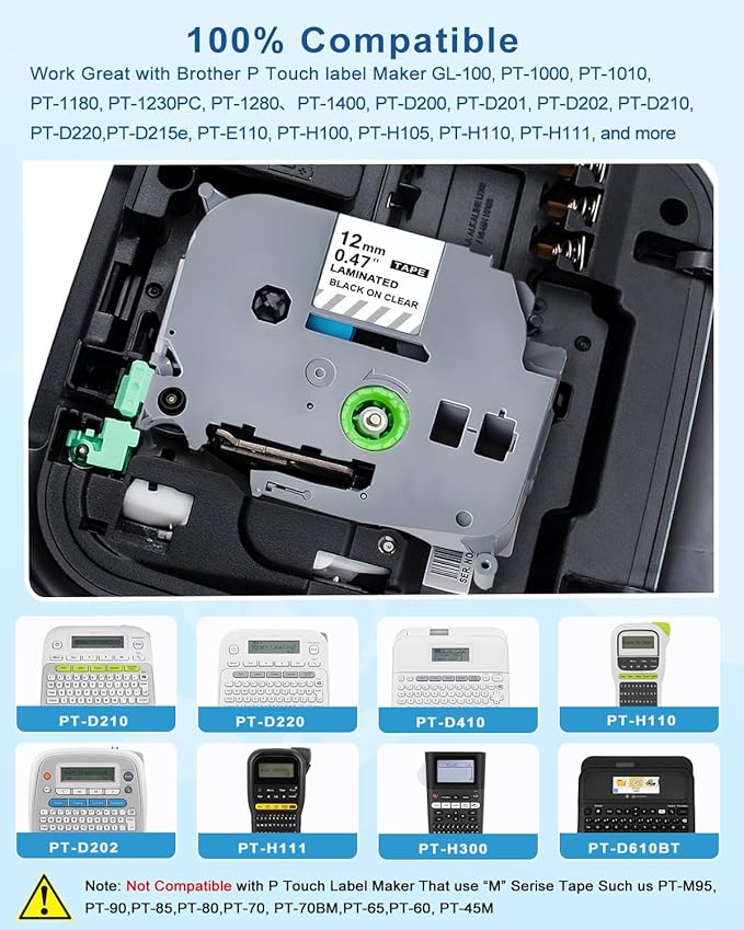 Clear Label Maker Tape Refill Compatible with Brother TZe-131 TZe131 TZe TZ Tape 12mm 0.47 Laminated Clear 1/2'' x 26.2' Black on Clear P Touch Label Tape for PT-D210 PTD220 PT-H110 PT-D600, 5 Pack-DeskLoop Office