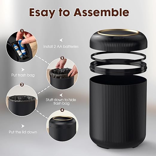 Procade Bathroom Trash Can Automatic Touchless,Motion Sensor Trash Bin,3 Gallon /11 L Smart Office Garbage can with Lid,Small Black Garbage Bin Wastebasket for Bedroom,Toilet, rv, Kitchen,Living Room-DeskLoop Office