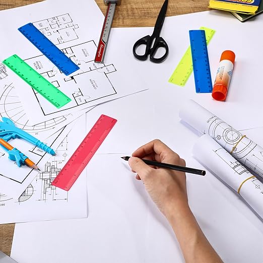 Zonon 500 pcs Rulers Bulk Plastic Flexible Straight Rulers with Inches and Centimeters First Day of School Gift for Students Back to School Office Supplies (Opaque Bright Color,6 Inch)-DeskLoop Office